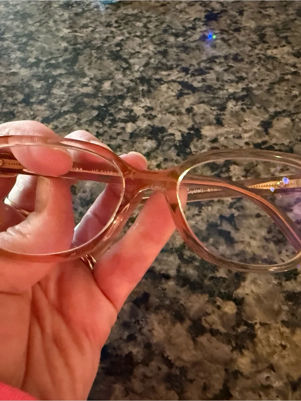 Coach Women's Transparent Blush Cat-Eye Frames with Gold Accents
